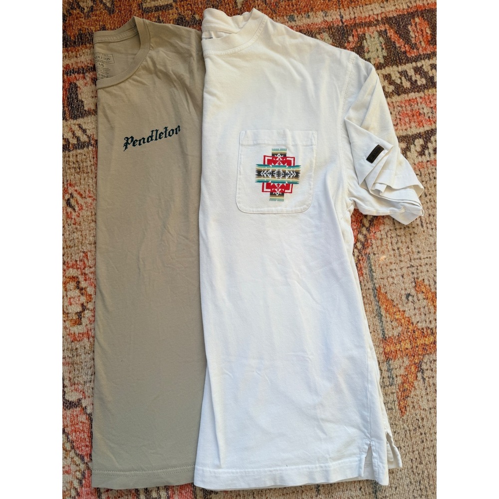 Lot of 2 Pendleton Men's‎ Graphic T-Shirts Large Tan White Southwest Pocket Tee